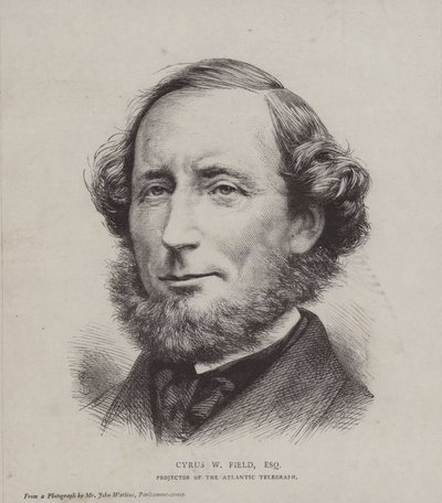 Cyrus West Field, amerikansk finansmand involveret i at lægge det første transatlantiske telegrafkabel i 1858 af John Watkins