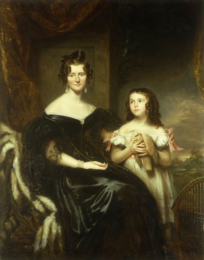 Portræt af en elegant dame og hendes datter af John Watson Gordon