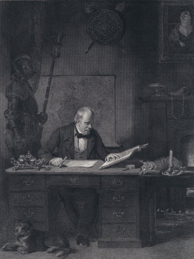 Sir Walter Scott i sit studie (gravering) af John Watson Gordon
