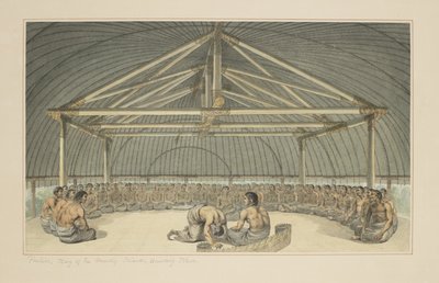 7: Poulaho, konge af de venlige øer, drikker Kava, fra en række akvareller, der illustrerer kaptajn Cooks sidste rejse, ca. 1773-84 af John Webber