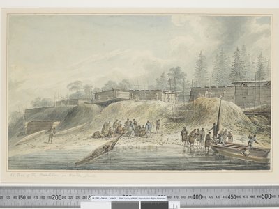 F.23 A View of the Habitations in Nootka Sound, ca. 1773-84 (akvarel) af John Webber