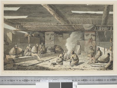 F.24 Indersiden af et hus i Nootka Sound, ca. 1773-84 (akvarel) af John Webber