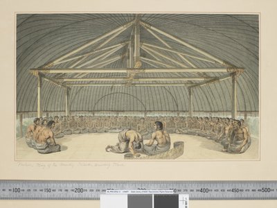 F.7 Poulaho, konge af de venlige øer, drikker Kava, ca. 1773-84 (akvarel) af John Webber