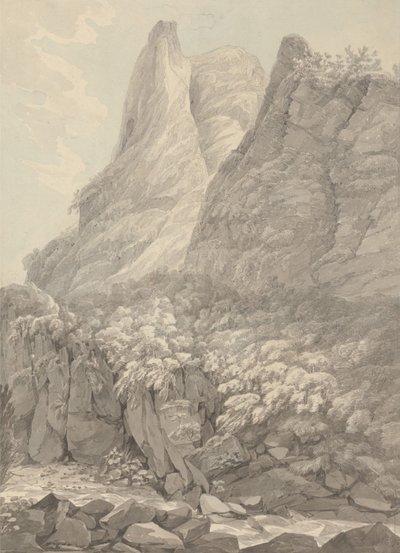 Thurshouse Tor fra floden Manifold, Derbyshire af John Webber