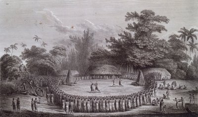 Tongaøerne: Velkomstceremoni for kaptajn James Cook af John Webber
