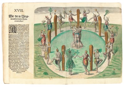 Indfødte indianere danser, 1590 af John White
