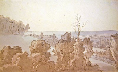 A View at Bridewell (pen & blæk og blå og grå vaske på papir) af John White Abbott