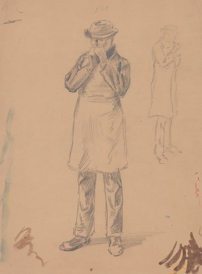 Karikatur af ham selv og af E. A. Abbey (recto); To studier af en stående mand (verso) af John White Alexander