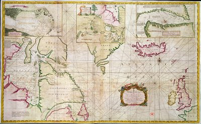 Kort over havene og stræderne, der viser muligheden for en nordvestpassage mellem Hudson Bay og Sydhavet af John Wigate