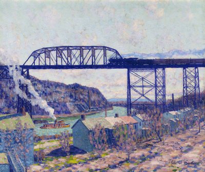 On the Rondout (olie på lærred) af John William Bentley