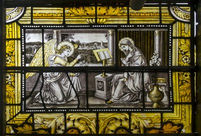 Oxford, Trinity College, James Powell & Sons, John William Brown (1842-1928), The Annunciation, 1885 af John William Brown