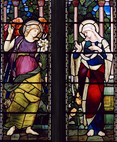 Bebudelsen, ca. 1885 (farvet glas) af John William Brown