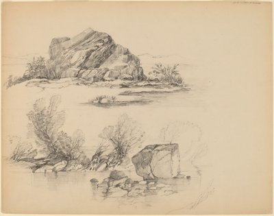 Klipper langs en søbredde [recto] af John William Casilear
