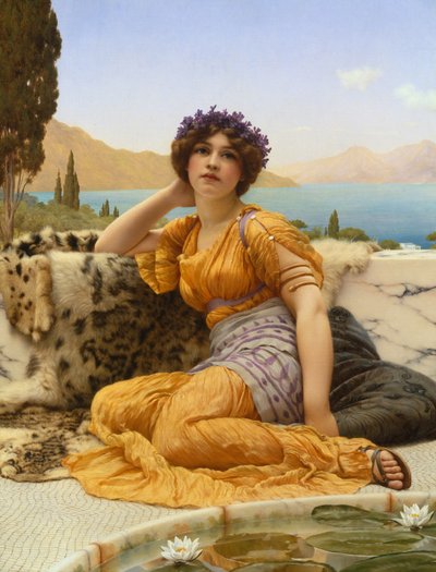 Med violer omkransede og kappe af safran nuance af John William Godward