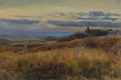 Kornmark ved solnedgang af John William Inchbold