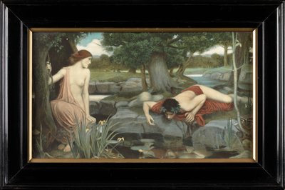 Ekko og Narcissus (farvet print) af John William Waterhouse