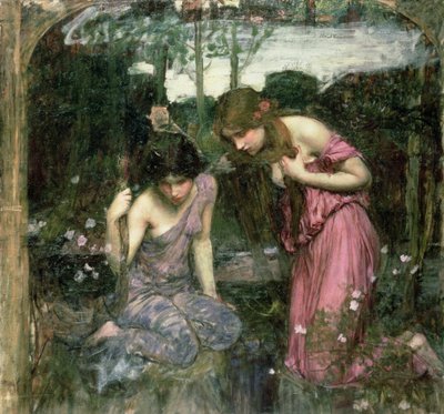 Studie til "Nymphs Finding the Head of Orpheus", ca.1900 af John William Waterhouse