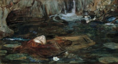 Studie til The Nymphs Finding the Head of Orpheus af John William Waterhouse