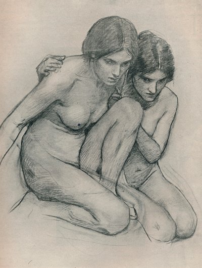 Studie til The Nymphs Finding the Head of Orpheus, c1899 af John William Waterhouse