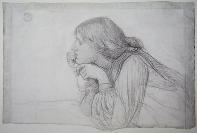 Studie af en kvindeskikkelse med rosenkrans af John William Waterhouse
