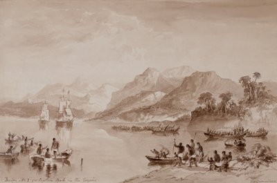 Design nr. 2 til Captain Cook in the Tropics (akvarel) af John Wilson Carmichael