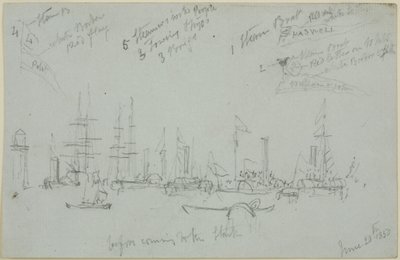 Havnescene (blyant på papir (grå)) af John Wilson Carmichael