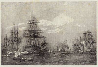 Hendes Majestæt fortsætter til The Duke of Wellington Flag-Ship af John Wilson Carmichael