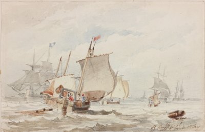 Off Hartlepool (blyant og akvarel på papir) af John Wilson Carmichael