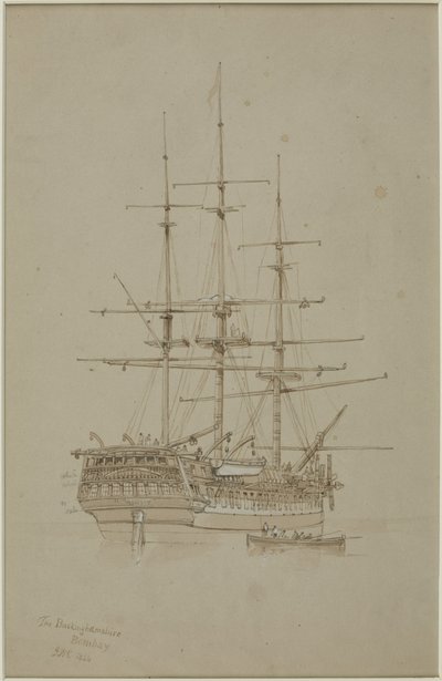 The Buckinghamshire, Bombay (blyant og akvarel (monokrom) på papir (grå)) af John Wilson Carmichael