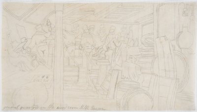 Garderoben H.M.S. Cæsar (blyant på papir (sporing)) af John Wilson Carmichael