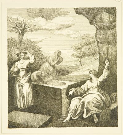 Hogarths altertavle - Angel at the Tomb (pen og blæk på papir) af John Withers