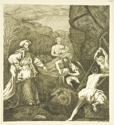 Hogarths altertavle - Forsegling af graven (pen og blæk på papir) af John Withers