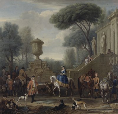 Forberedelse til jagten, ca. 1740-50 (olie på lærred) af John Wootton