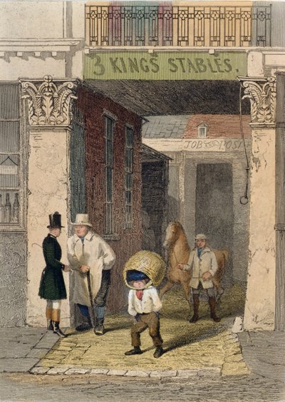 Rester af Clarendon House, Three Kings Livery Stables, Piccadilly, fra 