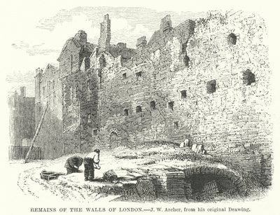 Rester af Londons mure (gravering) af John Wykeham Archer