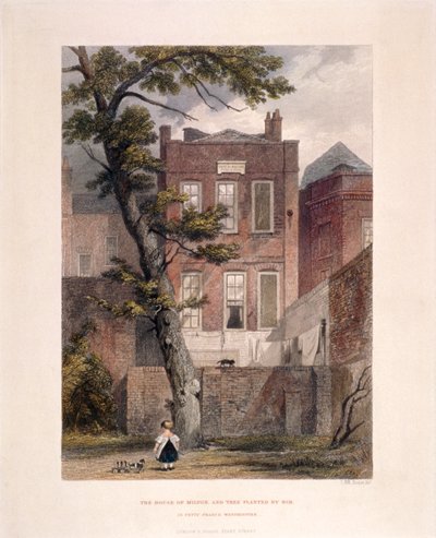 Udsigt over Miltons bolig, Petty France, Westminster, London, 1851 af John Wykeham Archer