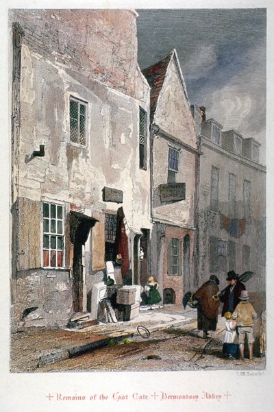 Udsigt over resterne af den østlige port af Abbey of St Saviour, Bermondsey, London, 1851 af John Wykeham Archer