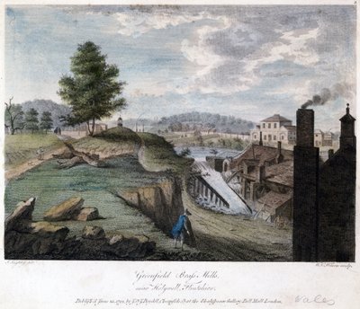 Greenfield Brass Mills, nær Holywell, Flintshire, indgraveret af W.C. Wilson, ca. 1792 af John after Ingleby