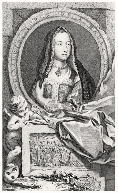 Portræt af Elizabeth af York (1465-1503) 1747 af John and Paul after Knapton