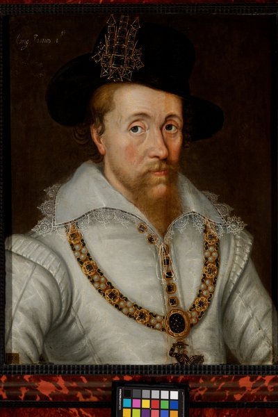 James I & VI (1556-1625) af John de the Elder (studio of) Critz