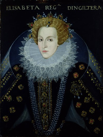 Portræt af dronning Elizabeth I (1533-1603) (olie på lærred) af John the Elder (circle of) Bettes