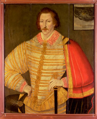 Portræt af en gentleman, menes at være engelsk navigatør Thomas Cavendish af John the Younger Bettes