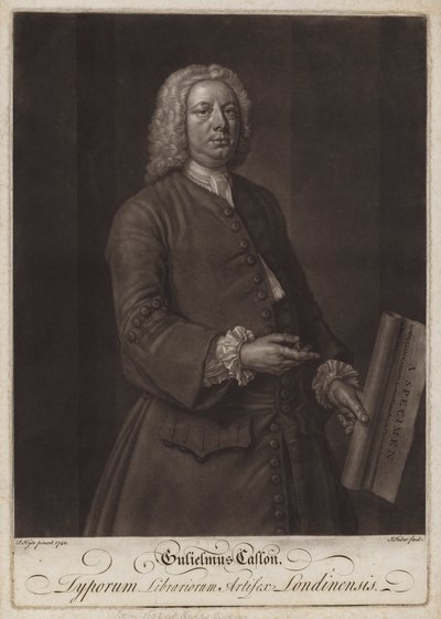 William Caslon, engelsk typograf (mezzotint) af John the younger Faber