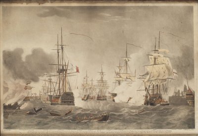 Slaget ved Nilen, ca. 1800 af John william Edy