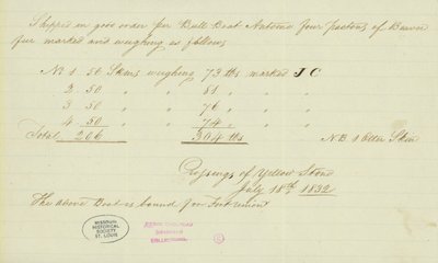 Notat af Johnson Gardner, Crossings of Yellow Stone, 18. juli 1832 af Johnson Gardner