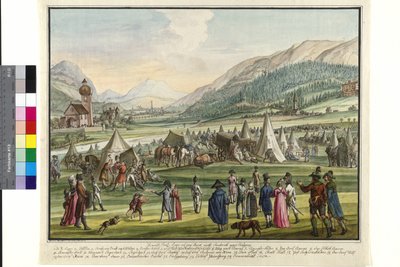 Kejserlig russisk lejr på Neurauth ved Innsbruck 1799 (akvarel) af Jokob Placidus Altmutter