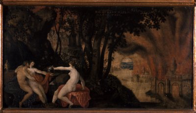Lot og hans døtre under roser og laurbærtræer af Joos or Jodocus van Winghe