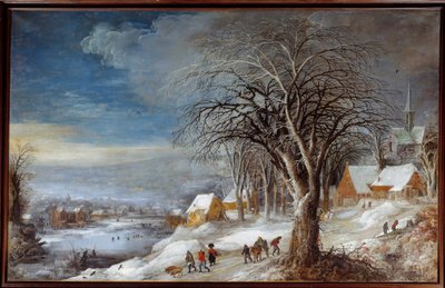 Vinterlandskab. Maleri af Josse II Momper (1564-1635) Ec. Flam. af Joos or Josse de The Younger Momper