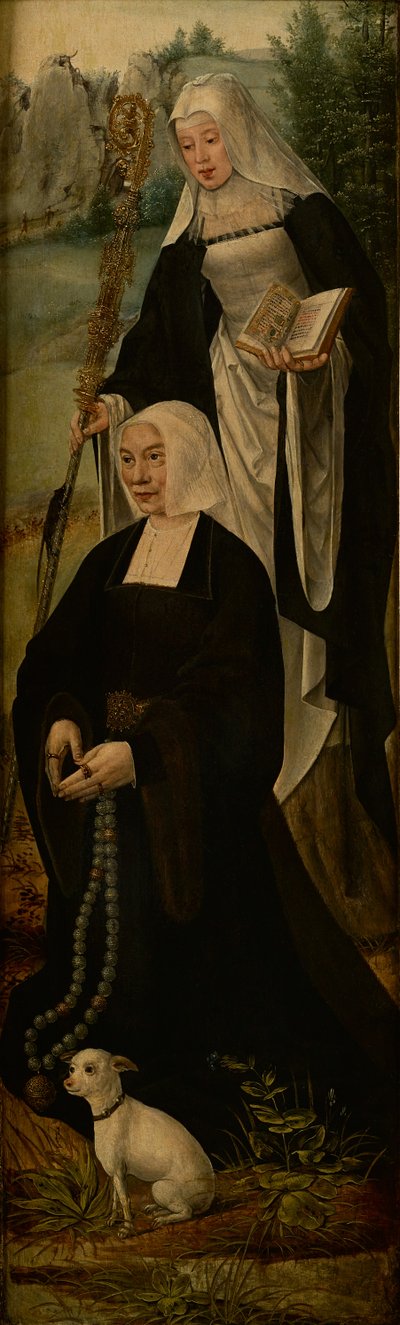 Saint Monica og en donor, en fløj af et altertavle (olie på panel) af Joos van (follower of) Cleve