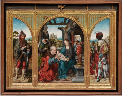Adoration of the Magi, ca. 1525 (olie på egetræspaneler) af Joos van Cleve